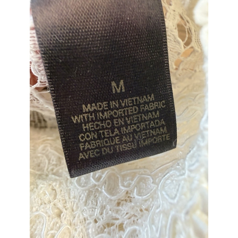 Liz‎ Claiborne Ivory Lace Blouse Sheer Romantic Victorian Style Boho Fairy Top M - Picture 5 of 14